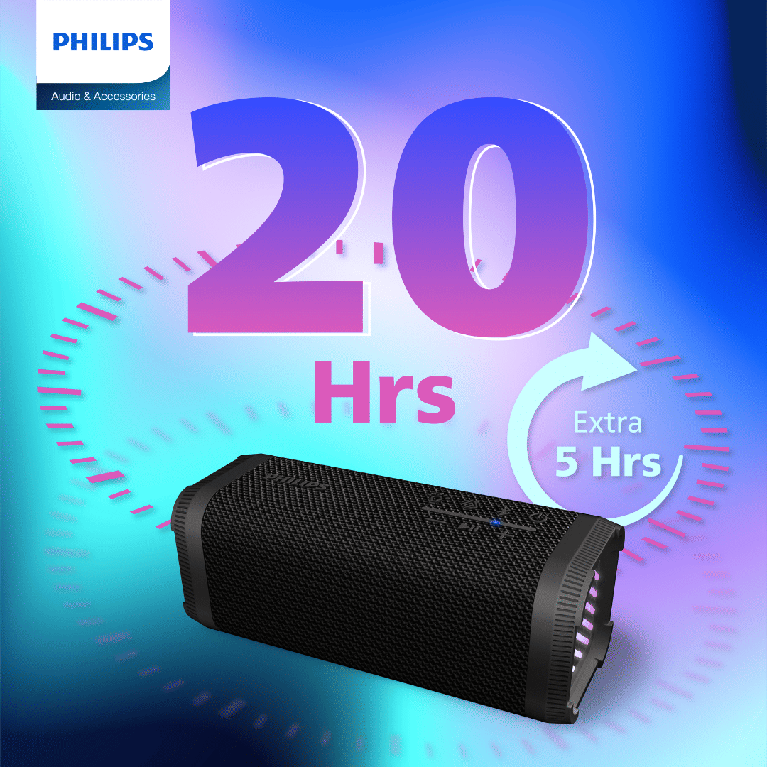ลำโพงบลูทูธพกพา PHILIPS SPEAKER TAS2000B/00 BLUETOOTH 5.4 กันน้ำ ใช้งาน 20 ชั่วโมง_5